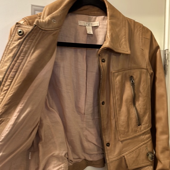 Ann Taylor loft camel color Leather jacket - Picture 9 of 10